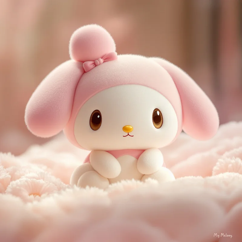 plushie my melody pfp with cozy stuffed animal softness