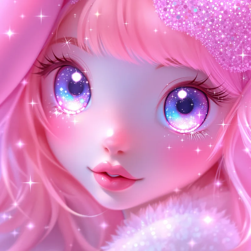y2k my melody pfp with cyber pink glitter