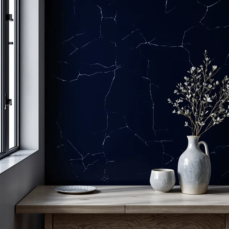 Ceramic Crackle Navy Background
