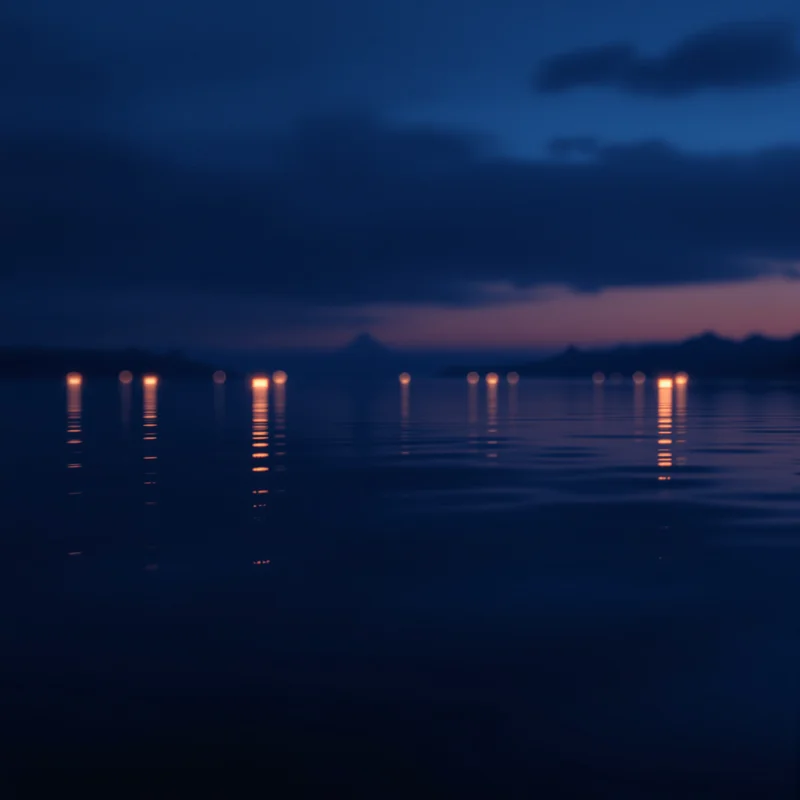 Night Harbor Reflection Navy Background