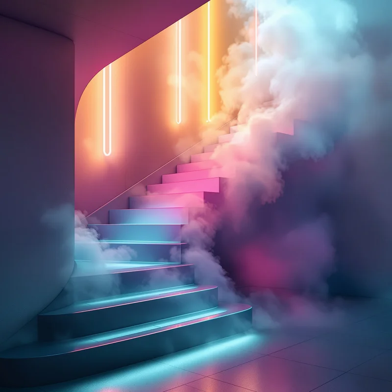 Iridescent Vapor Stair Neon Background