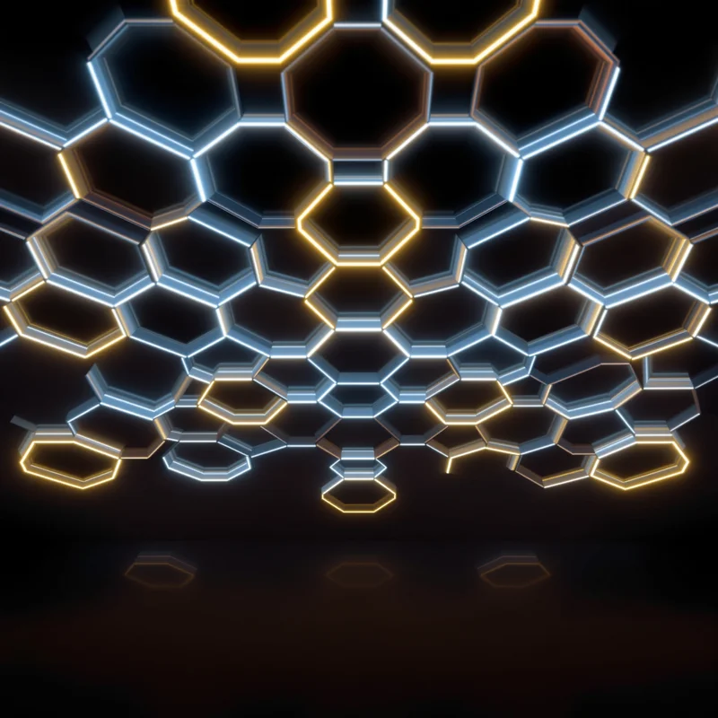 Laser Hex Canopy Neon Background