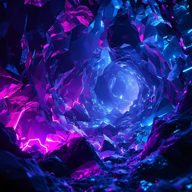 Ultraviolet Crystal Cave Neon Background