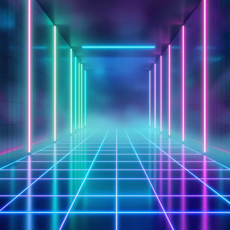 Vaporwave Checker Fade Neon Background