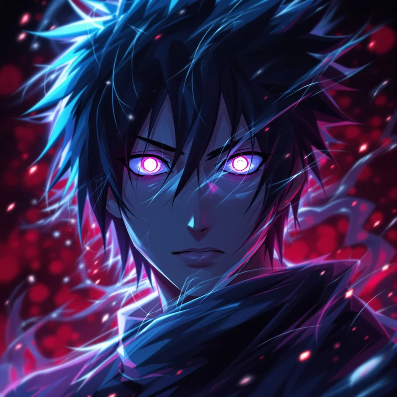 intense Obito anime portrait with glowing red aura for avatar display