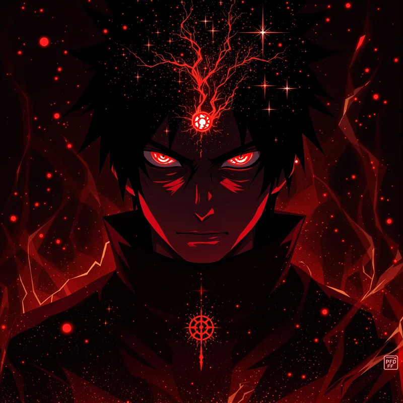 Obito anime character portrait with glowing red aura for anime icon design