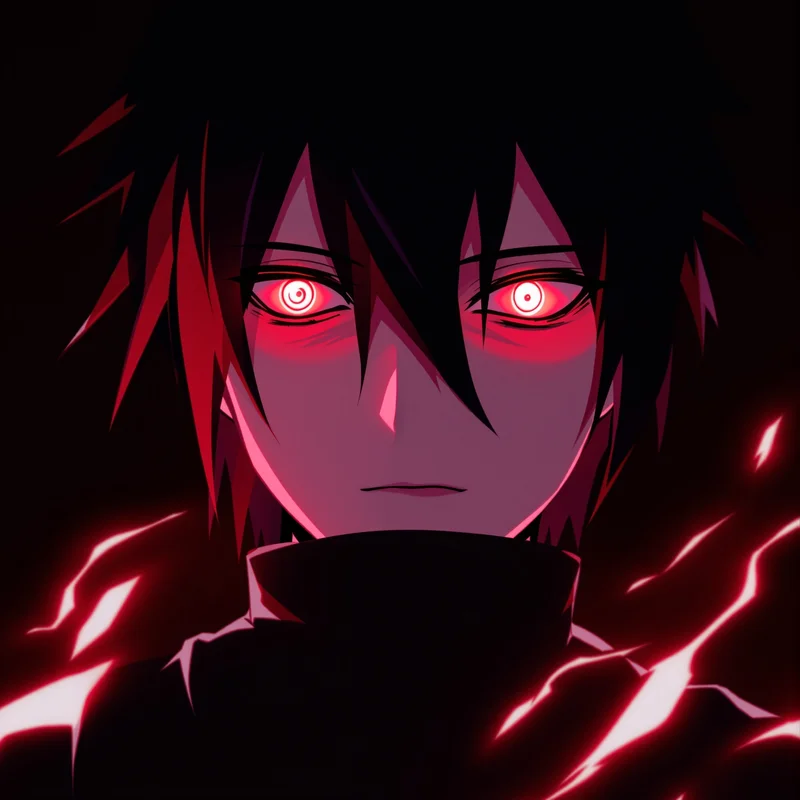 dark Obito avatar portrait with intense atmosphere for messaging profile icons