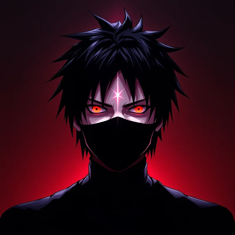 intense Obito anime portrait with glowing red aura for digital profile identity