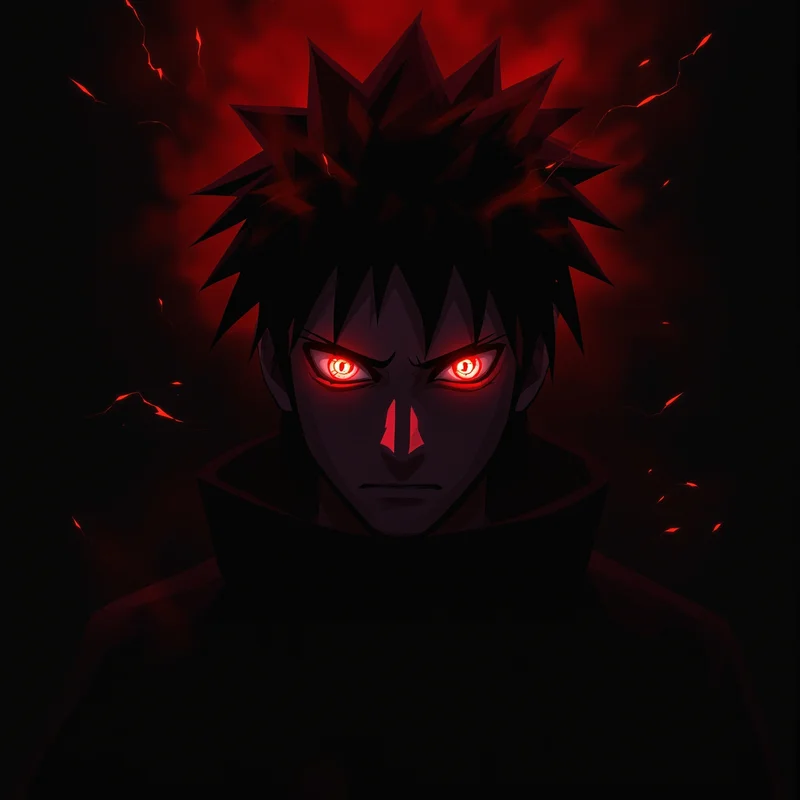 intense Obito anime portrait with strong anime contrast for anime account visuals