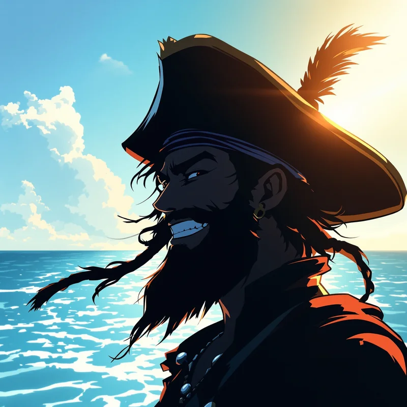 pirate anime profile icon with disciplined color and memorable identity feel