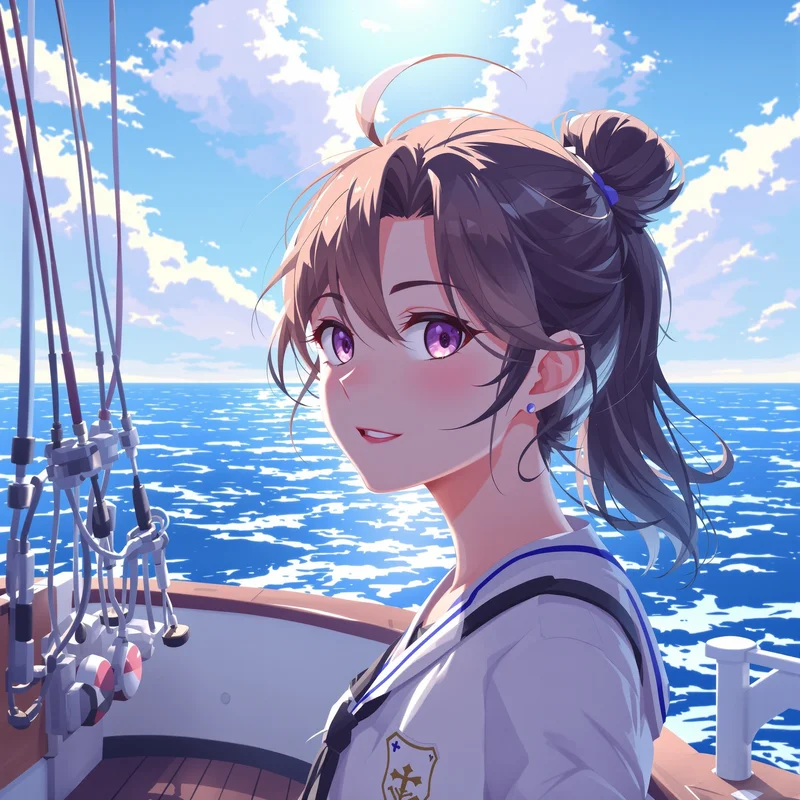 One Piece digital identity icon with sea-horizon atmosphere and readable avatar structure