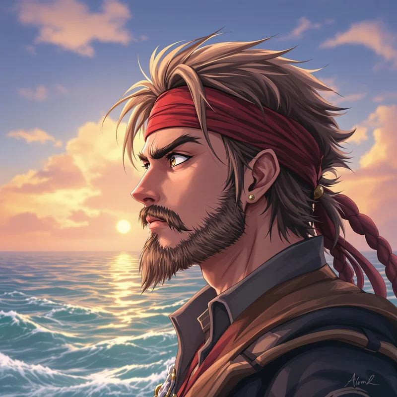 One Piece avatar profile image with anime adventure mood and clean face focus