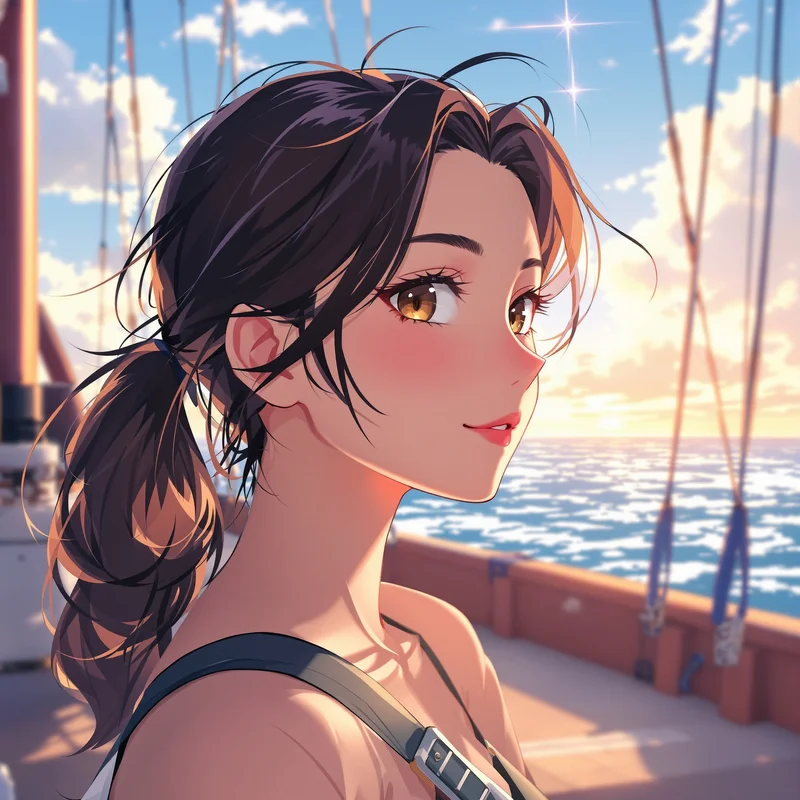 One Piece digital identity icon with sea-horizon atmosphere and readable avatar structure