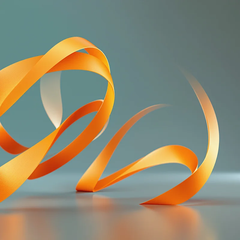 Orange Curved Ribbons Background