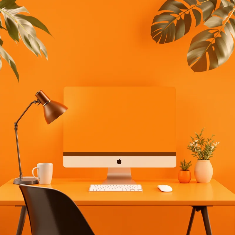 Orange Minimal Desk Background