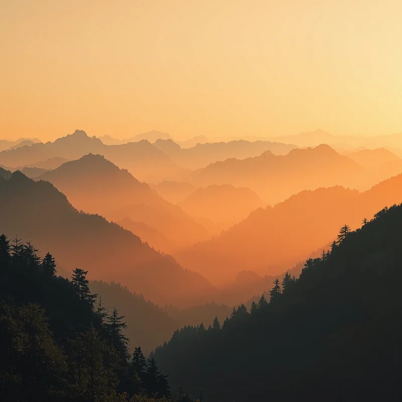 Orange Mountain Haze Background