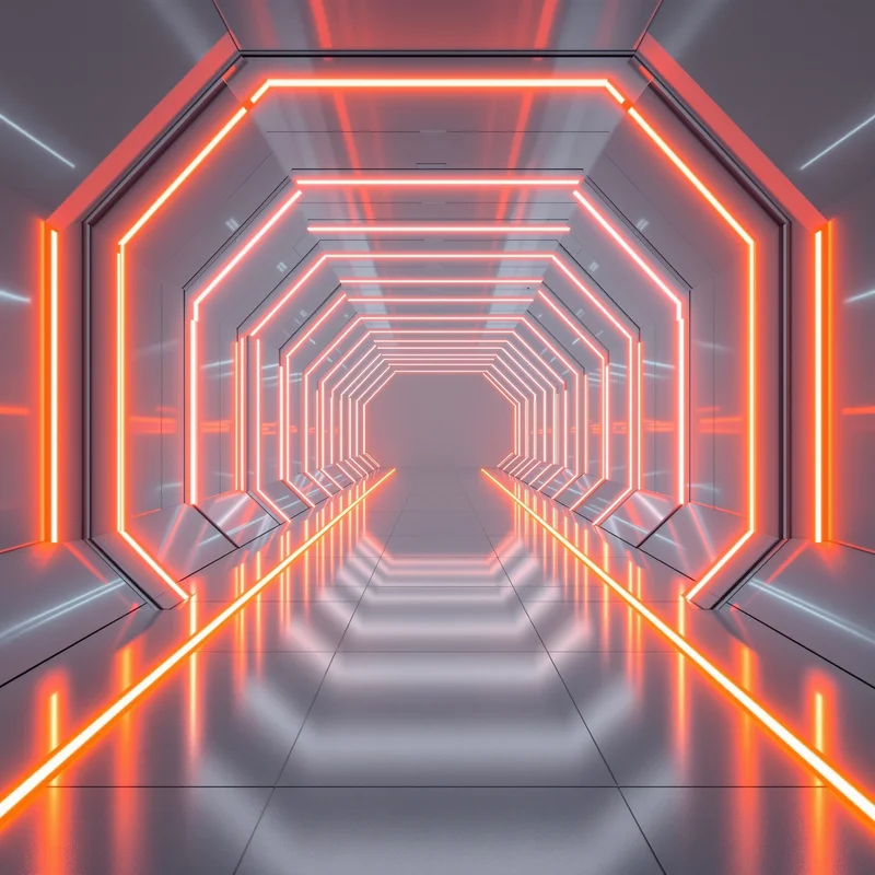 Orange Neon Corridor Background