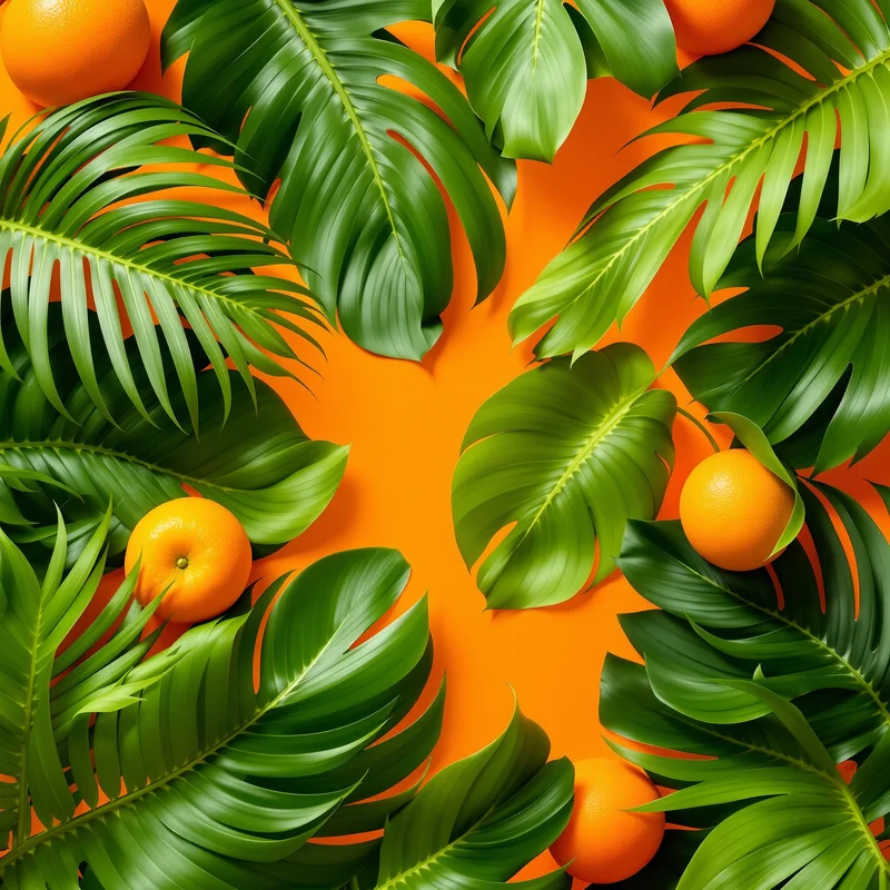 Orange Tropical Leaf Background