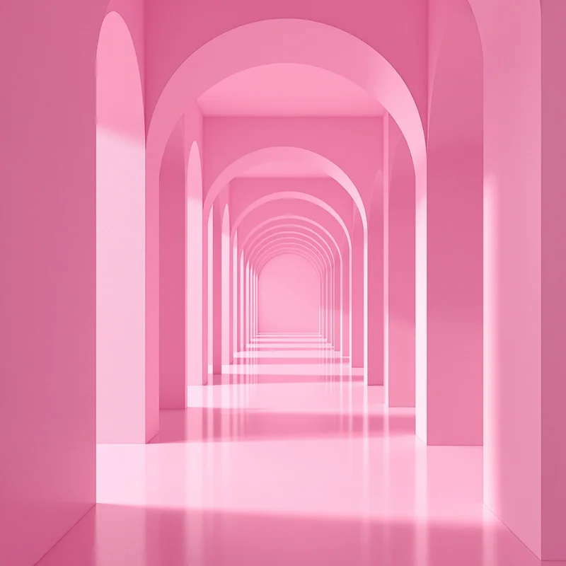 Pink Arched Hallway Background