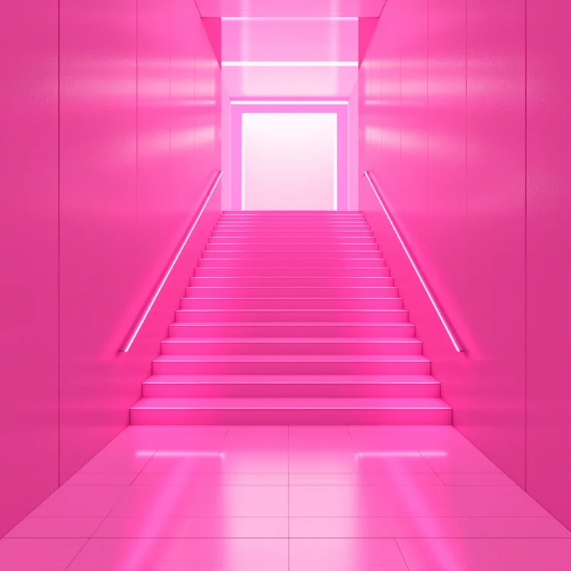 Pink Neon Stairwell Background