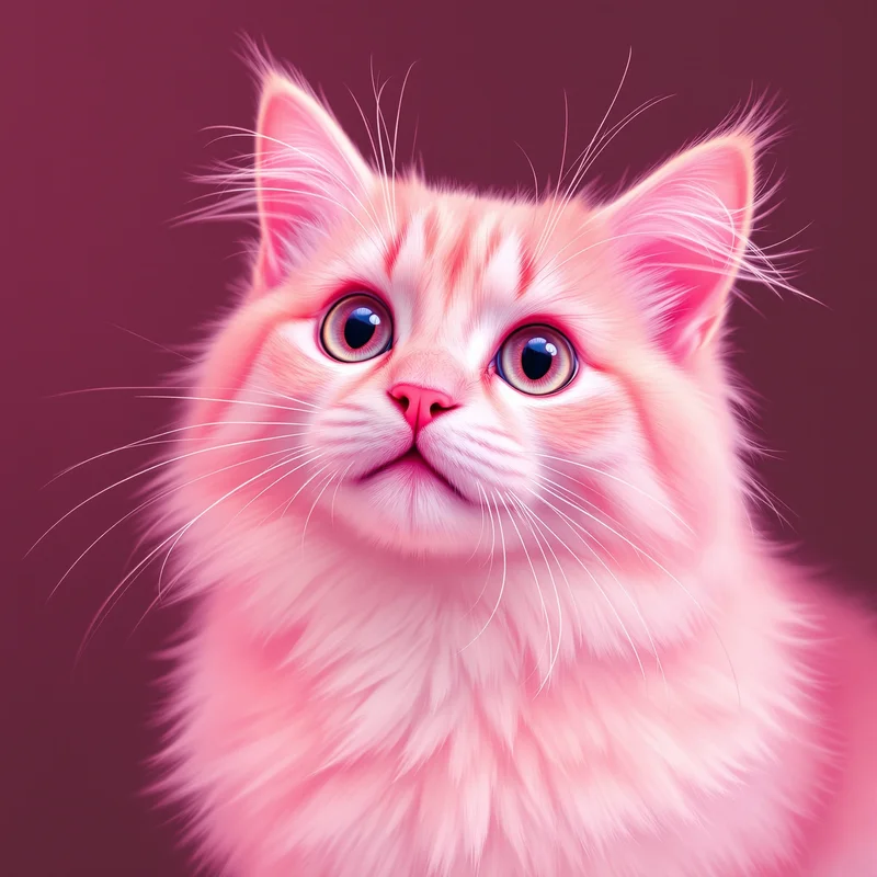 cute pink cat pfp with glossy eyes and soft pastel lighting