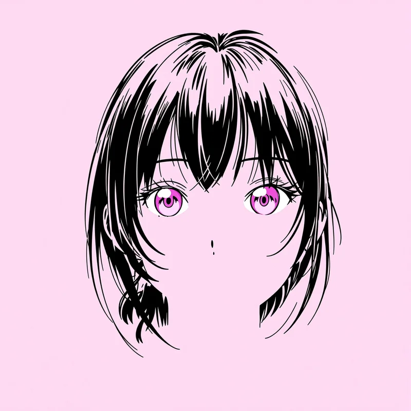pink monochrome anime pfp with clean minimalist silhouette