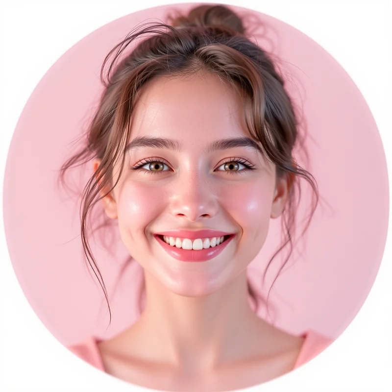 Pink avatar portrait with soft personality and memorable presence