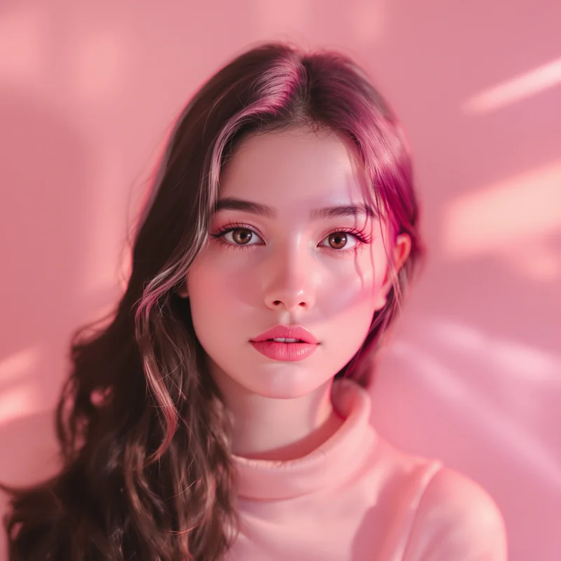 Pink PFP with pastel composition and strong identity focus