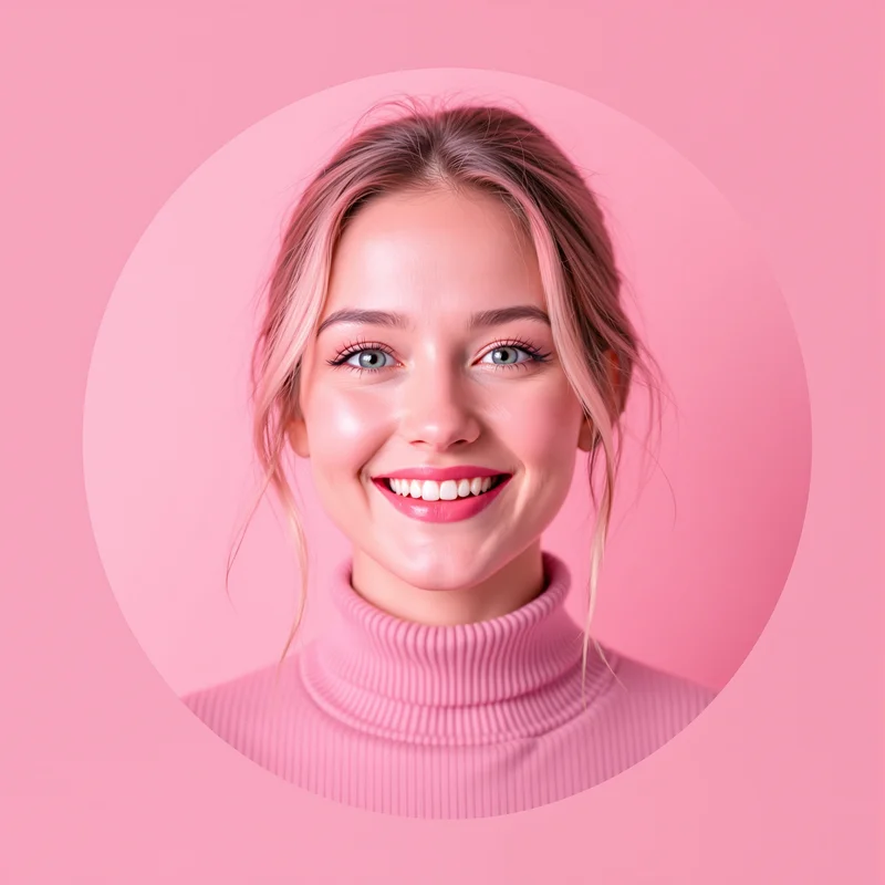 Pink PFP with pastel composition and strong identity focus
