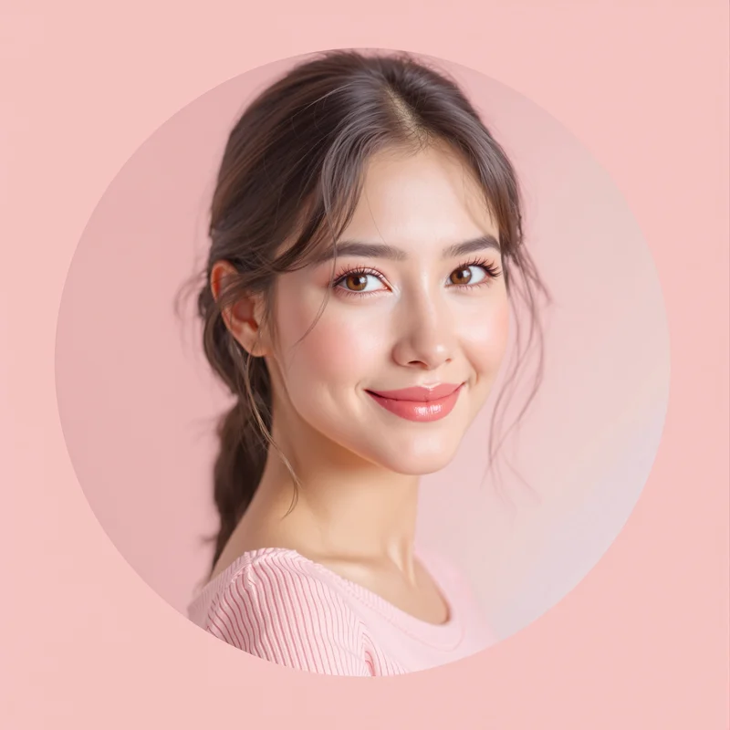 Pink avatar profile image with gentle expression and clear recognition