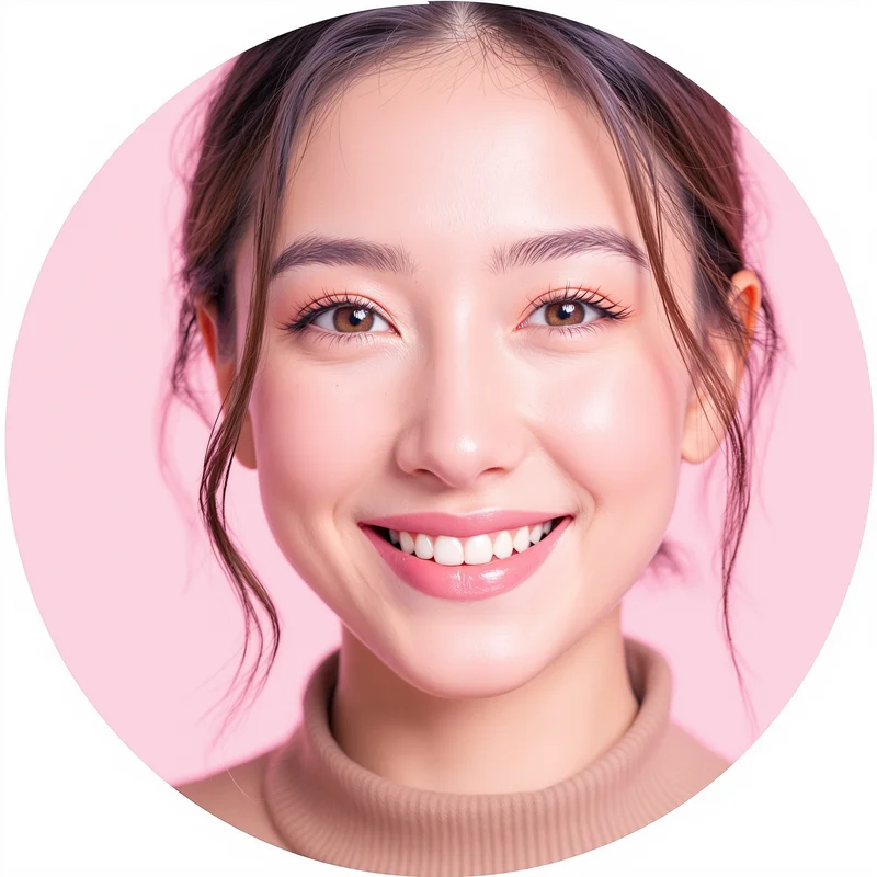 Pink avatar profile image with gentle expression and clear recognition