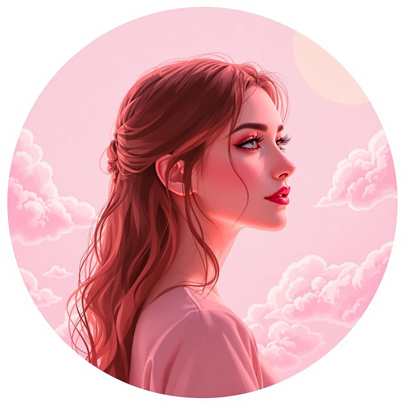 Pink avatar portrait with soft personality and memorable presence