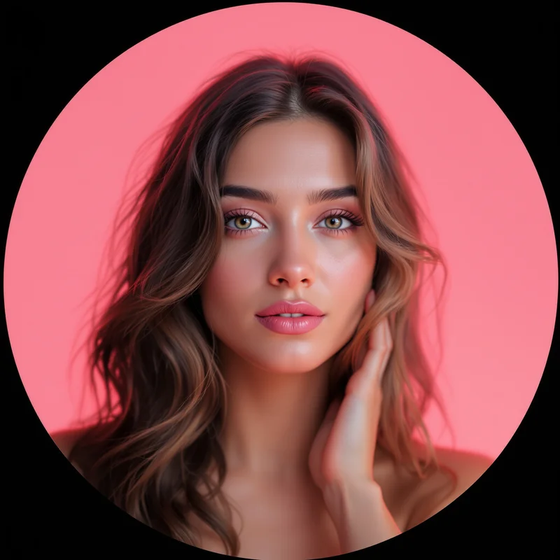 Pink avatar portrait with soft personality and memorable presence