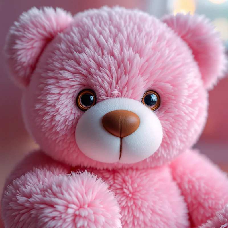 pink teddy bear pfp with plush texture and cozy cute glow