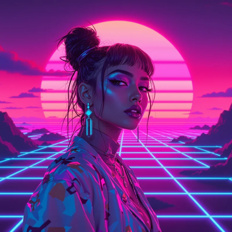 Vaporwave Carti digital portrait.