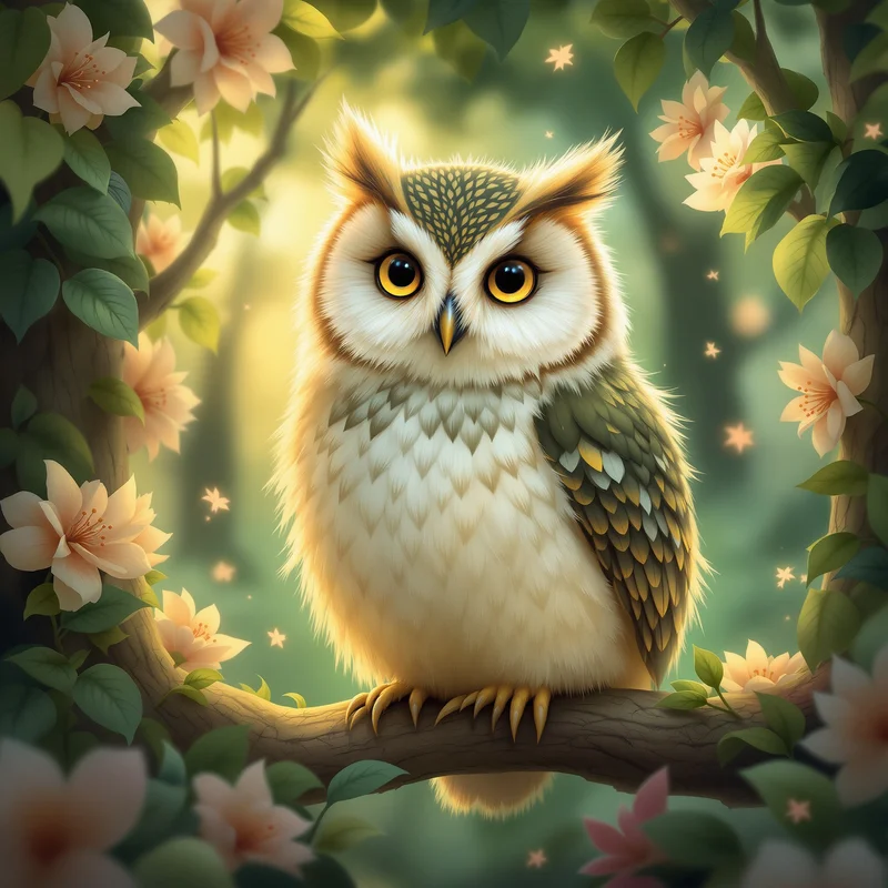 Owl-inspired forest PFP.