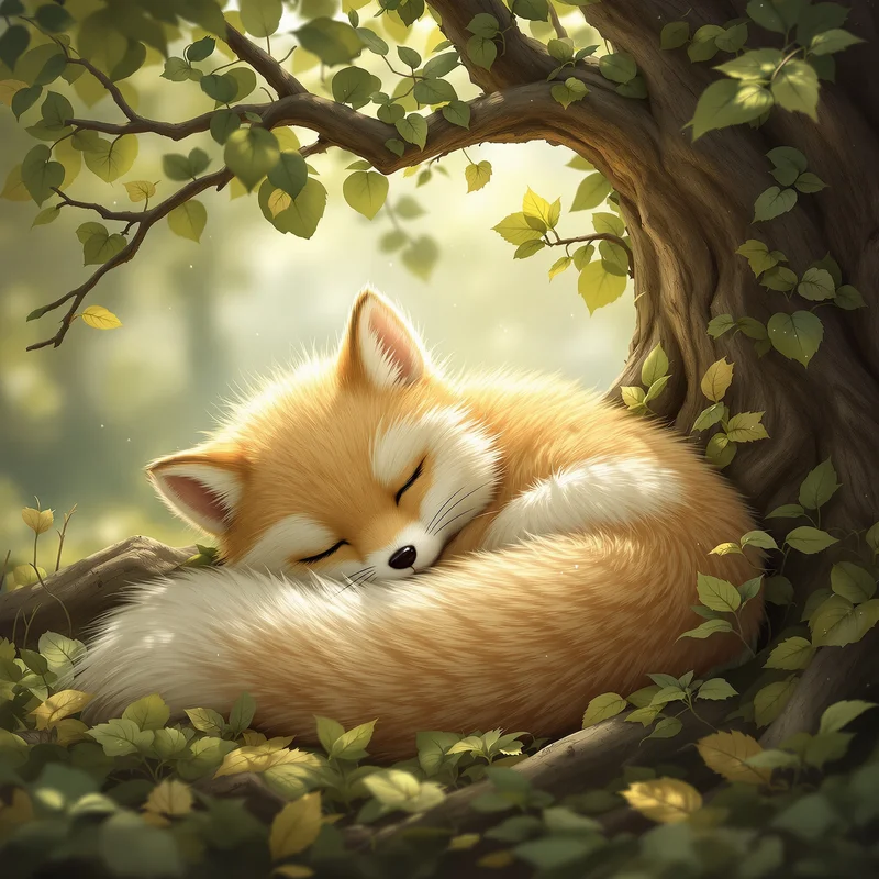 Sleeping fox-inspired PFP.