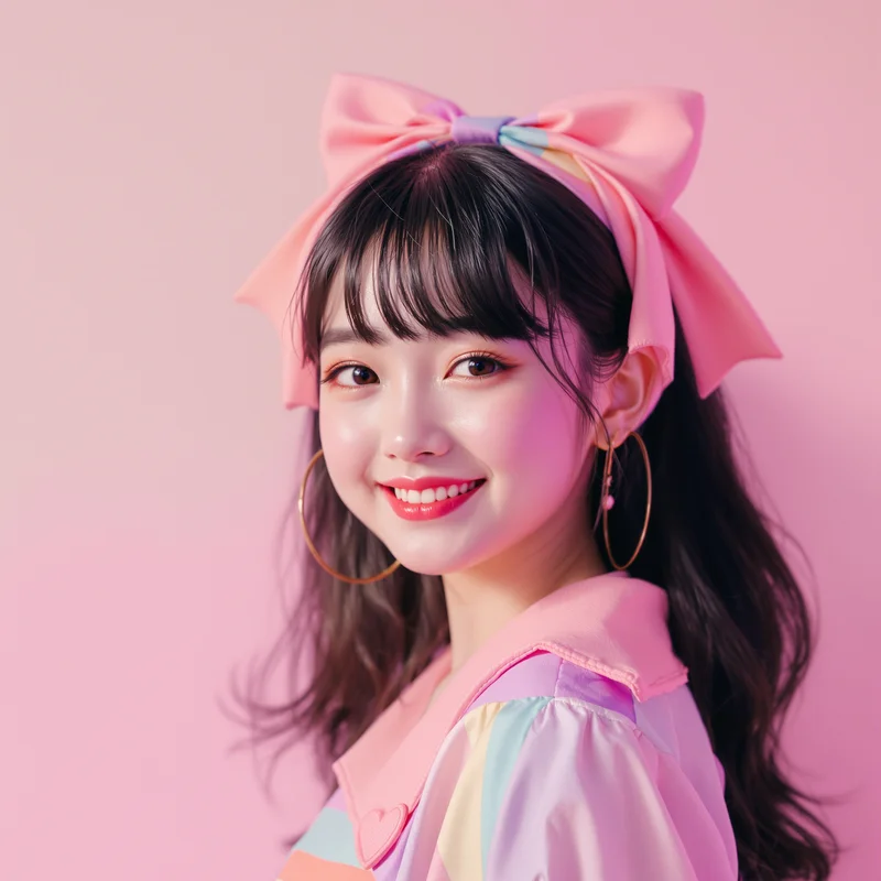 bright preppy profile picture with pastel pink palette for messaging profile icon