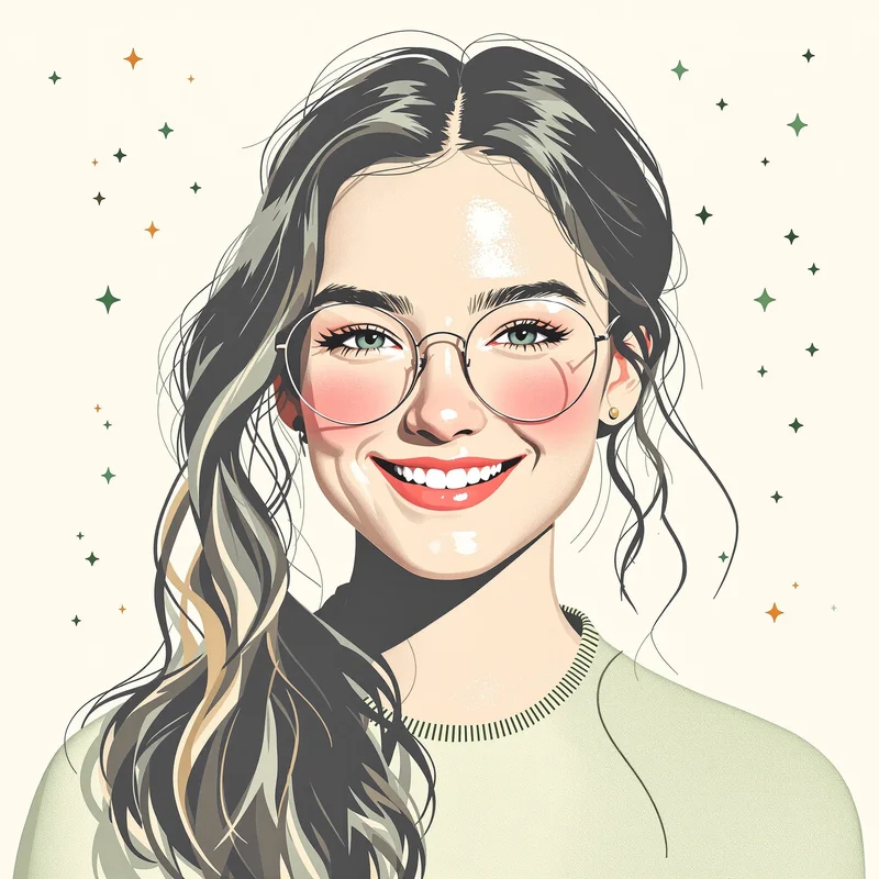 happy preppy profile avatar with playful icon layout for colorful PFP design