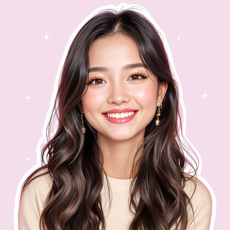 centered preppy PFP portrait with pastel pink palette for cute account visuals