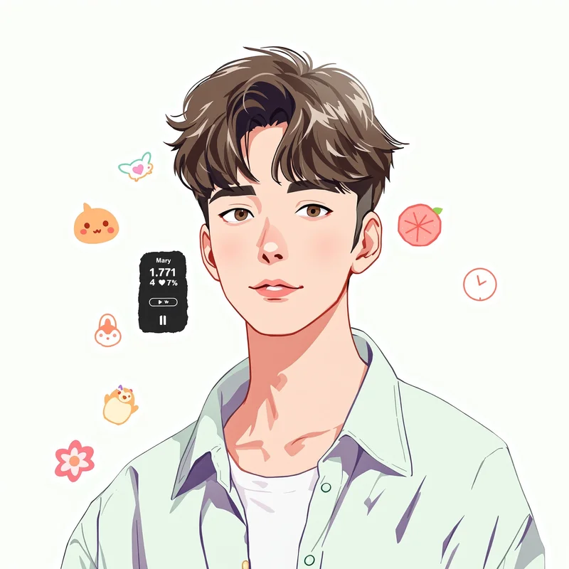 preppy anime avatar portrait with glossy sticker style for profile picture use