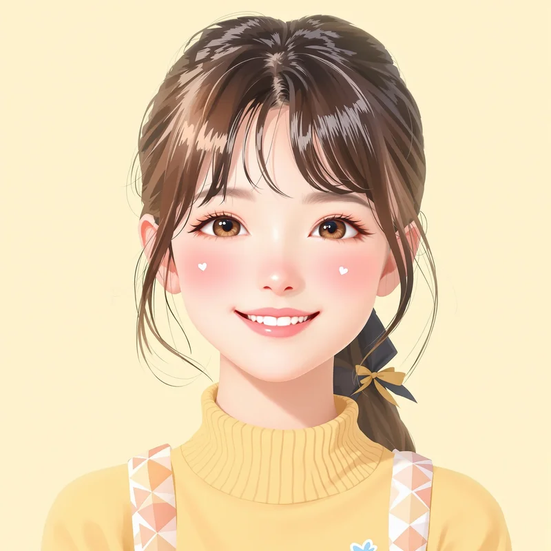 glossy preppy anime portrait with soft gradient background for social media avatar