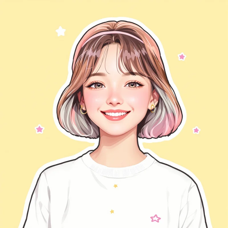 happy preppy profile avatar with mint green accents for digital profile identity