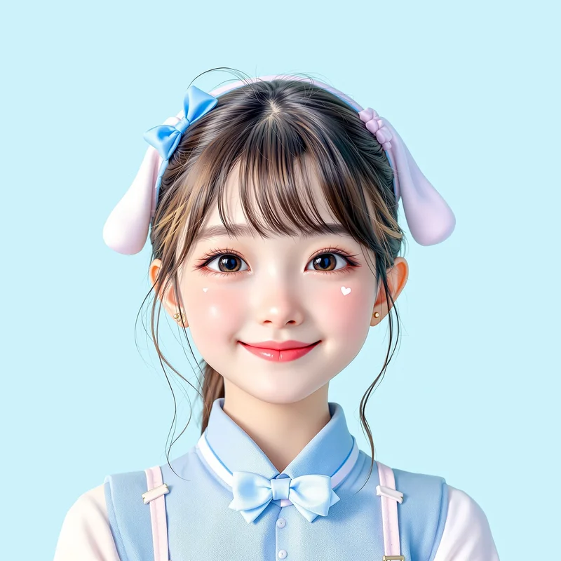 centered preppy PFP portrait with pastel pink palette for social media avatar