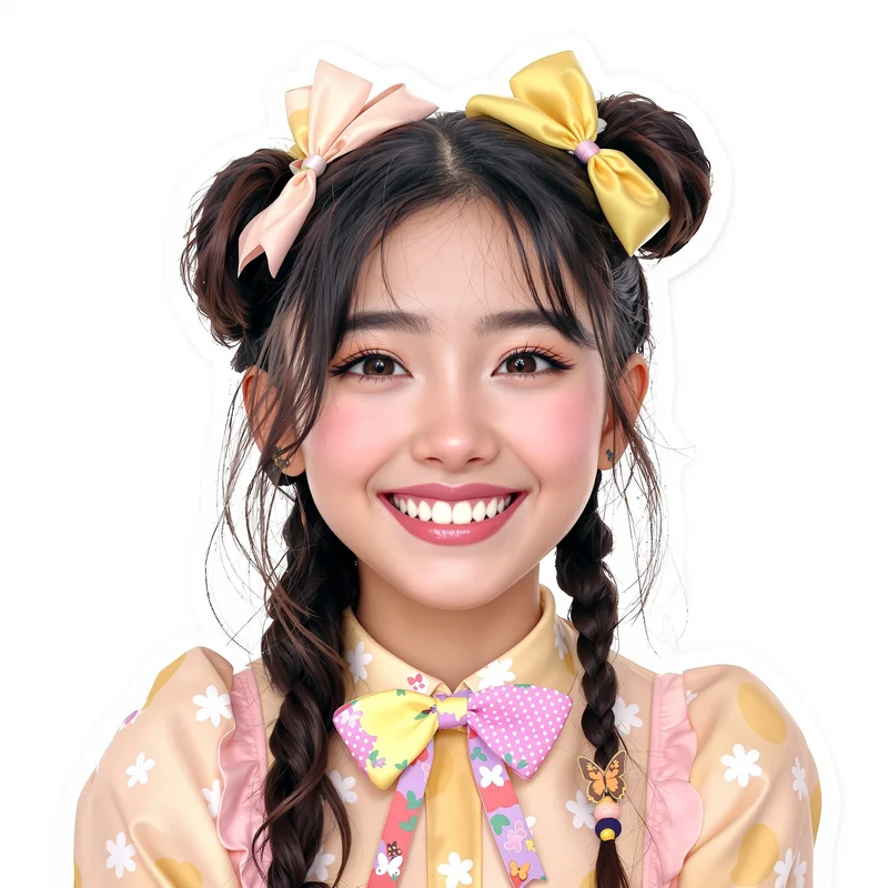 preppy anime avatar portrait with checker pattern details for digital profile identity