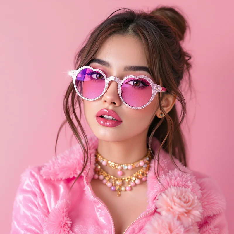 Preppy PFP with glossy pink glow and sparkles