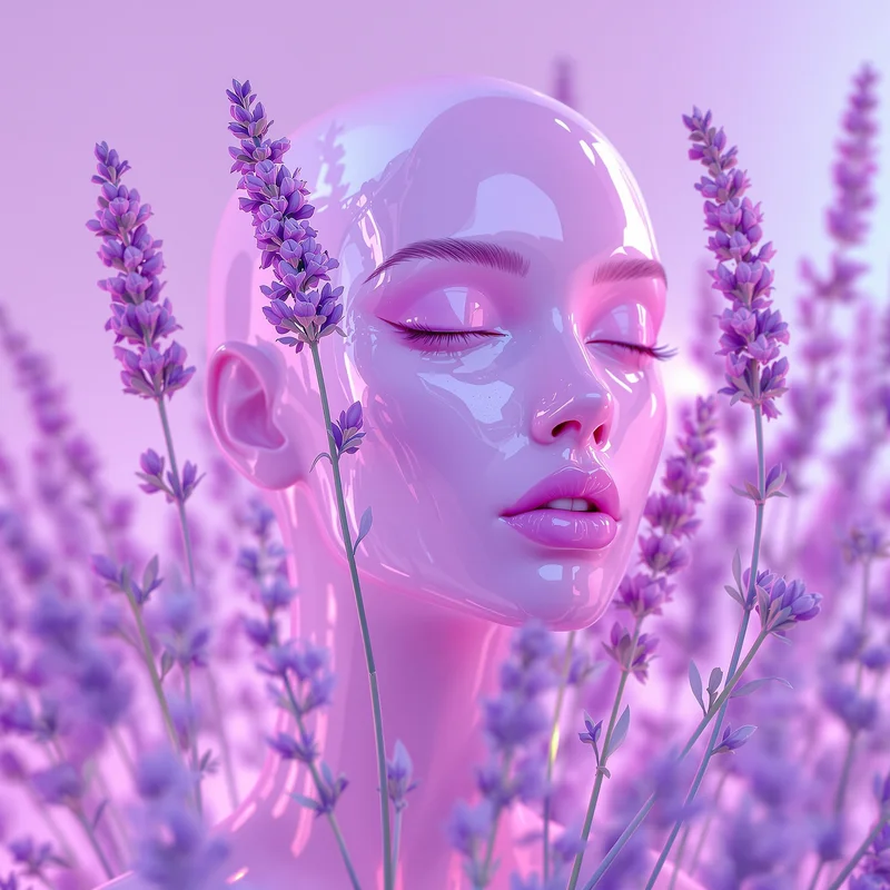 Purple glow preppy PFP with dreamy lavender atmosphere
