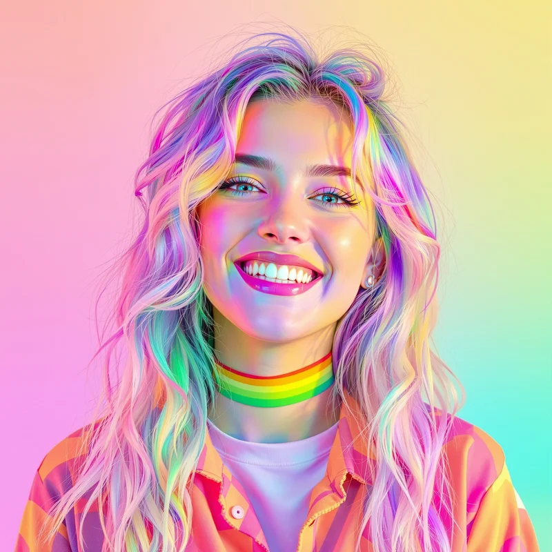 Rainbow preppy PFP with colorful internet energy