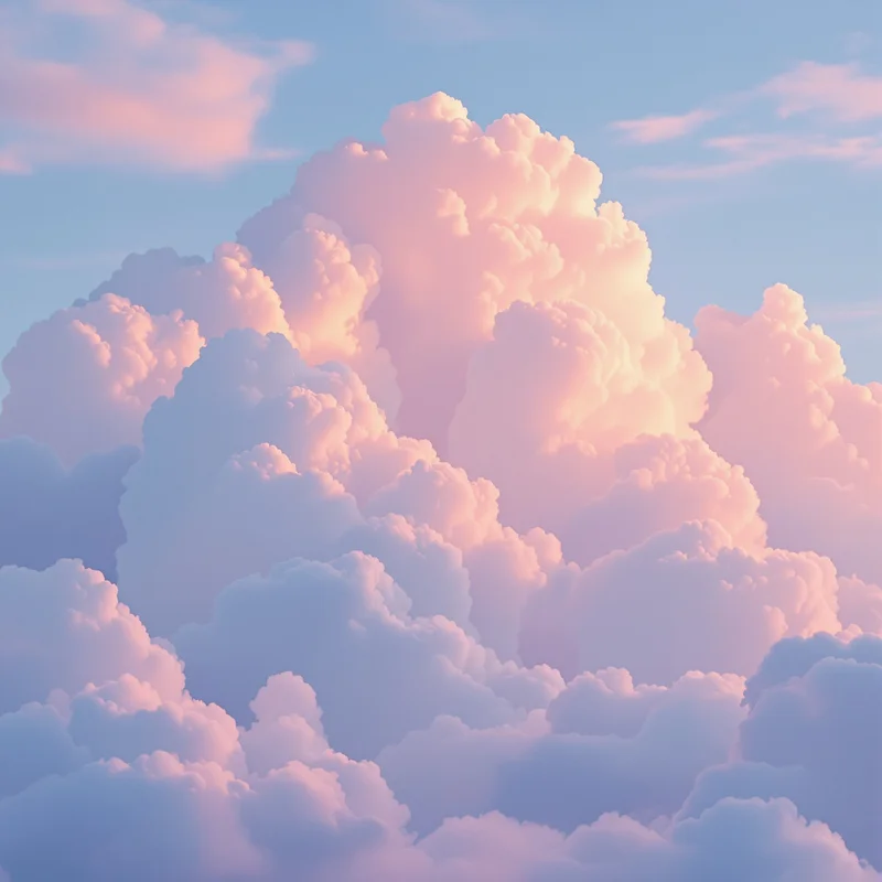 Soft blue preppy PFP with dreamy cloud atmosphere