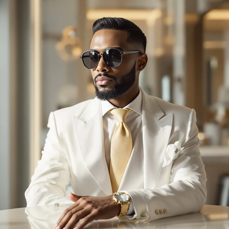 White luxury preppy PFP with polished minimalism